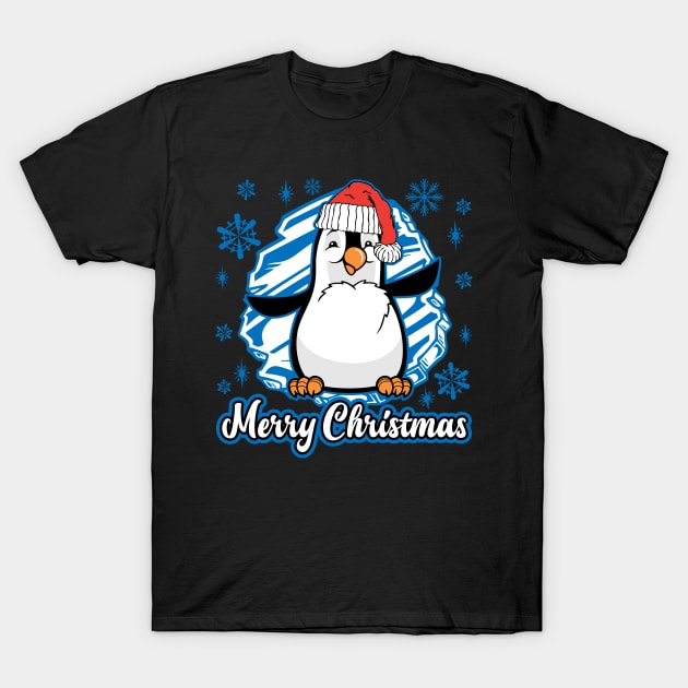 Merry Christmas Penguin T-Shirt by RadStar